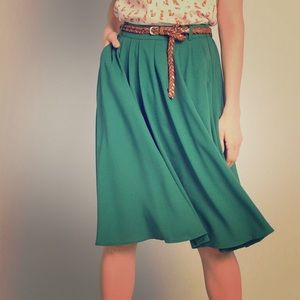 Breathtaking Tiger Lilies Midi Skirt- Green